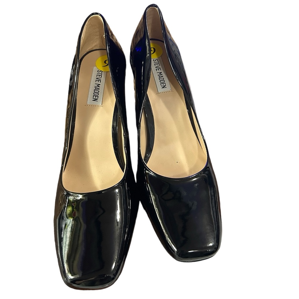 NEW Black Patent Steve Madden Chunky Heel Pumps